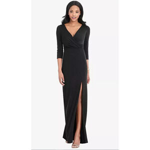 NEW! After Six Women's X-Small Full-Length Stretch Crepe Black Dress J4-1